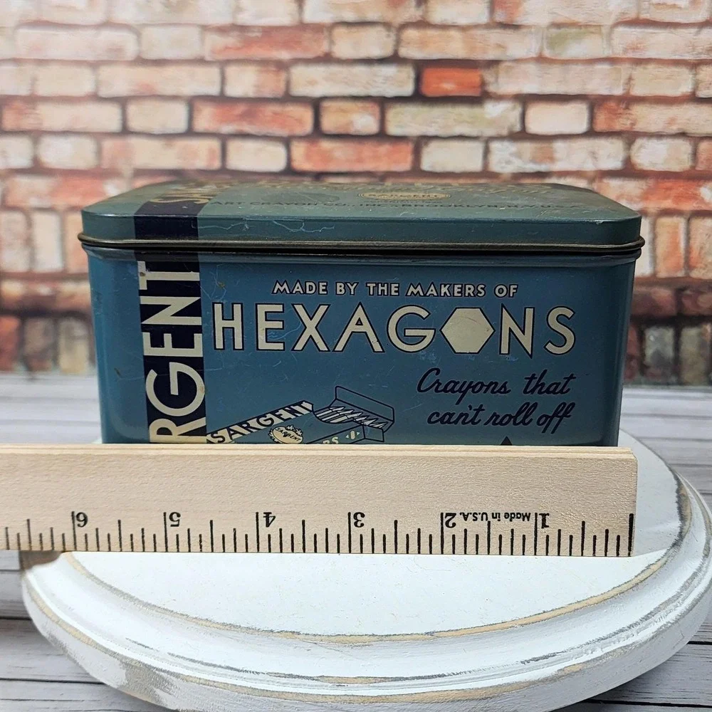 Vintage 1930s Sargent Dustless Blackboard‎ Crayon Tin Box Cottagecore